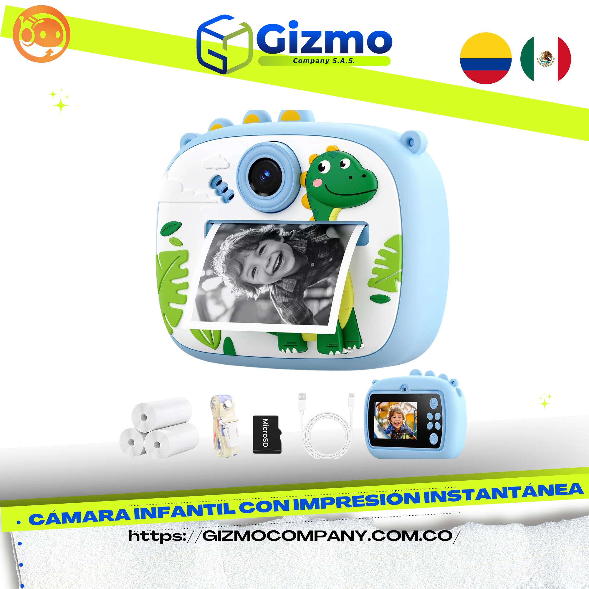 Cámara Infantil con Impresión Instantáne